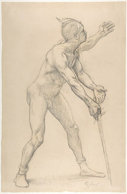 Alexandre Cabanel, Nude Male Figure with a Sword