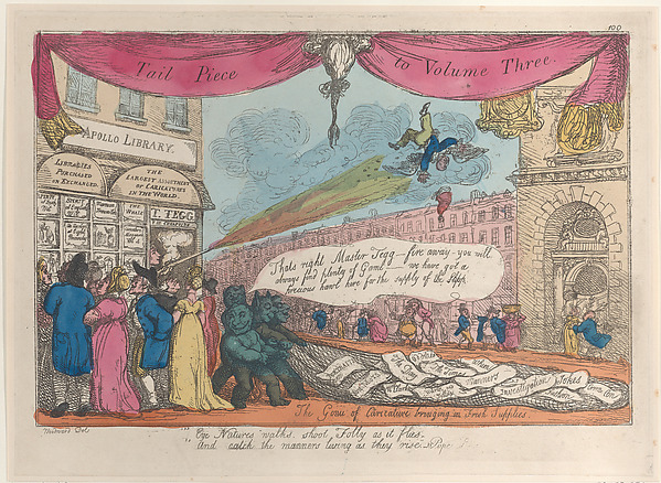 Thomas Rowlandson, Tail Piece to Volume Three: The Genii of Caricature Bringing in Fresh Supplies