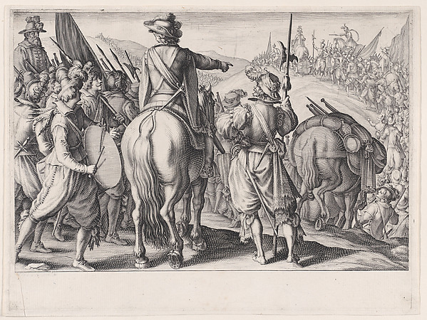 Jacques Callot, Les Troupes en Marche (The Marching Troops), from "La Vie de Ferdinand Ier de Médicis série appelée aussi Les Batailles des Médicis" (The Life of Ferdinand I de'Medici also called The Medici Battles)