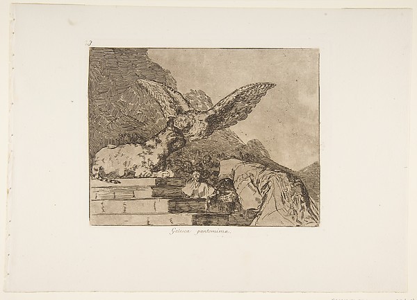 Goya (Francisco de Goya y Lucientes), Plate 73 from "The Disasters of War" (Los Desastres de la Guerra): 'Feline pantomime' (Gatesca pantomima)
