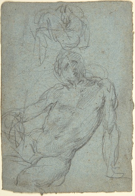 Giulio Cesare Procaccini, Studies of a Seated Nude Male Figure