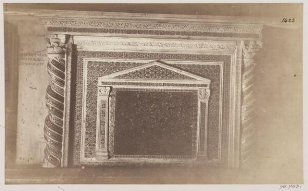 Parker, John Henry, Church and Altar Decorations - Altar of Benedict XII, A.D. 1340, in the Church of S. Maria Maggiore, with inlaid marble and Mosaic ornament, and twisted columns
