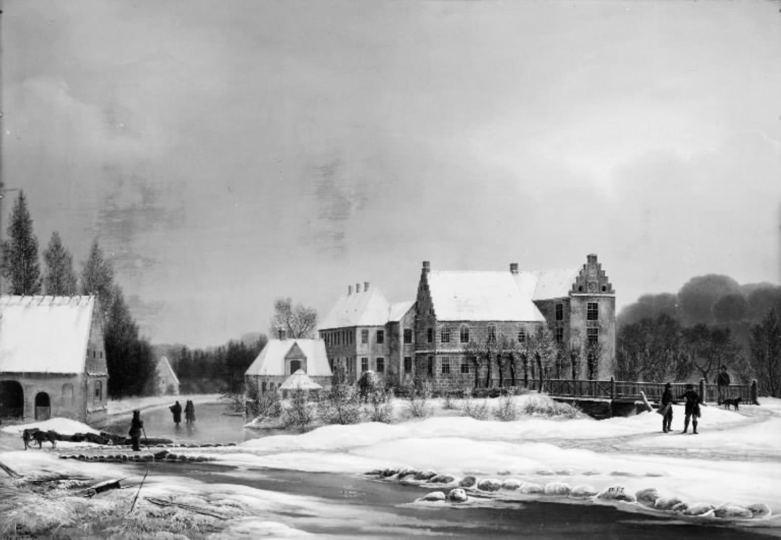 F.M.E. Fabritius de Tengnagel, Prospekt af hovedgården Lykkesholm på Fyn. Vinter