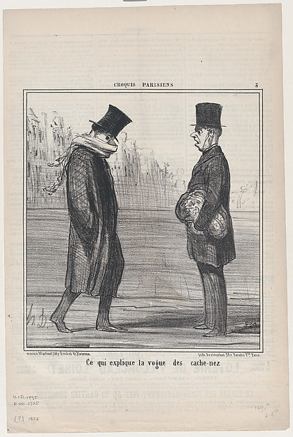 Honoré Daumier, Ce qui explique la voue des cache-nez, from "Croquis Parisiens"