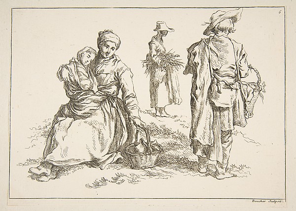 François Boucher, Sheet of Sketches, from "Livre d’étude d’après les desseins originaux de Blomart"