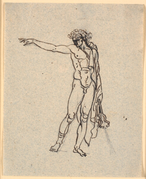 Nicolai Abildgaard, Nøgen mand, Hermes (?) med udstrakt højre arm