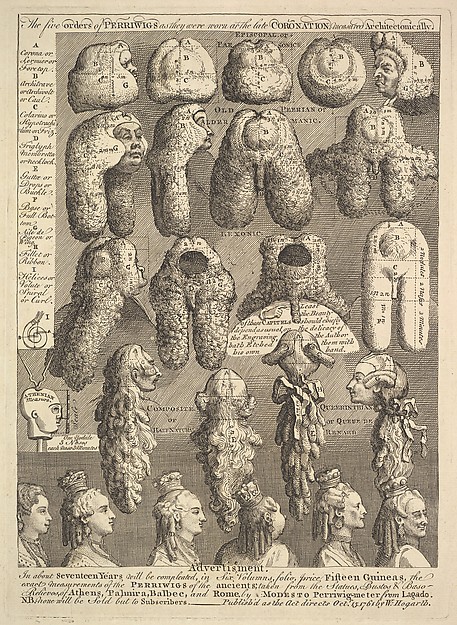 William Hogarth, The Five Orders of Periwigs