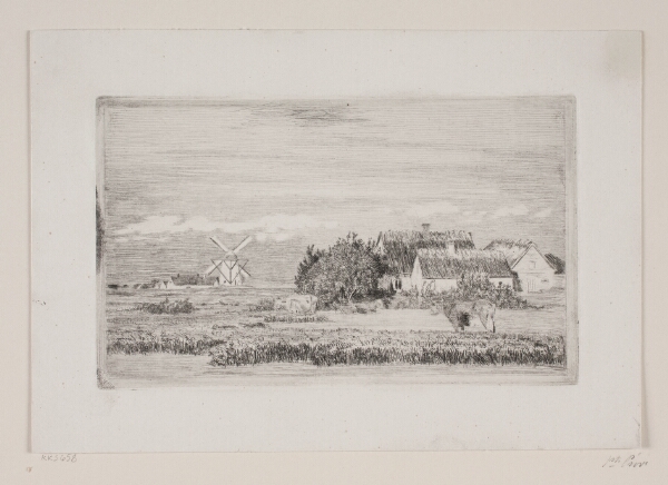 Carl Bloch, Landskab med bondegård og mølle