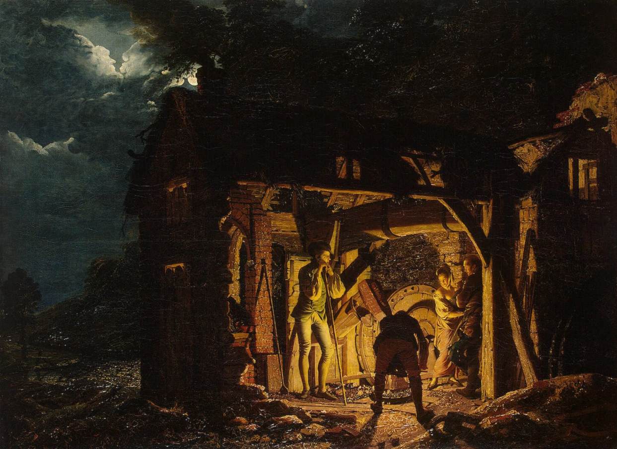 Joseph Wright of Derby, Iron Forge Viewed from Without