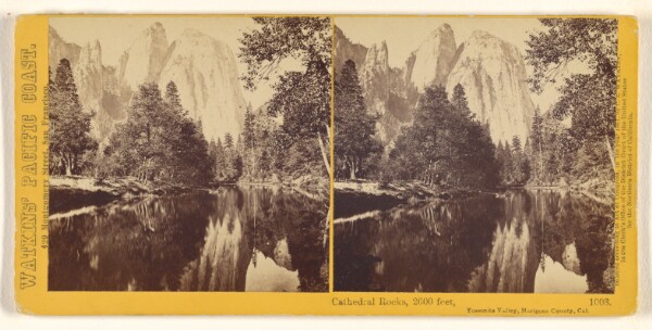Carleton Watkins, Cathedral Rocks, 2600 feet, Yosemite Valley, Mariposa County, Cal.