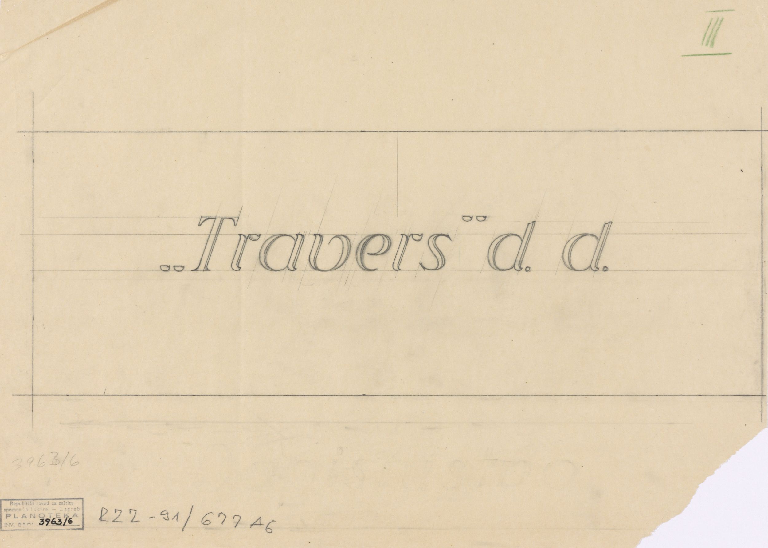 Viktor Kovačić, Natpis Travers d.d.
