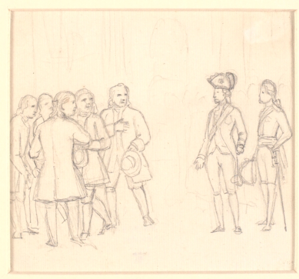 C.W. Eckersberg, En deputation af bønder takker kongen for stavnsbåndets løsning i 1788