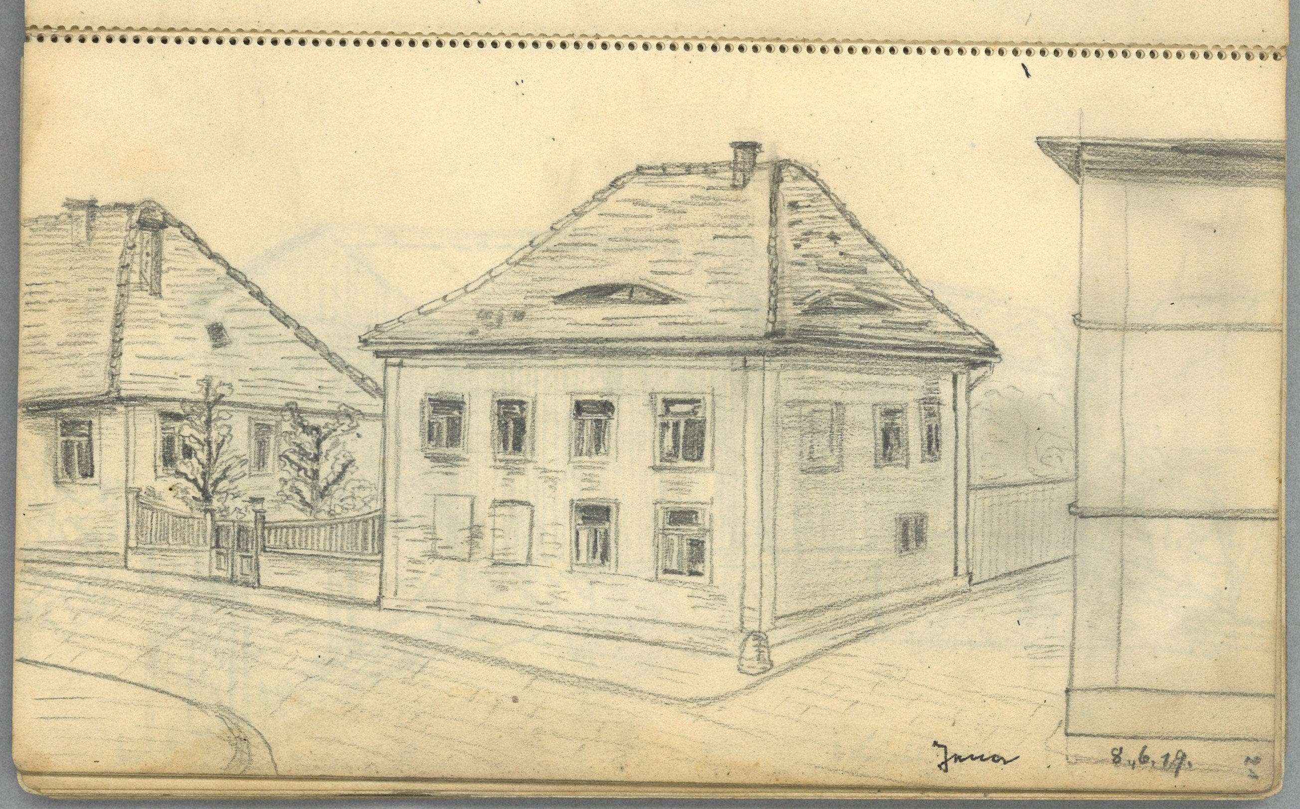 Margarete Wendel, Jena (Thüringen): Straßenkreuzung mit Wohnhaus