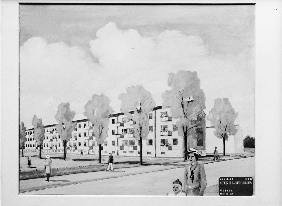 Paul Sandberg, Arkitektritning av föreningshuset Neptunus III, kvarteret Rane, Luthagen, ritad av arkitekten Sten Hummel-Gumaelius
