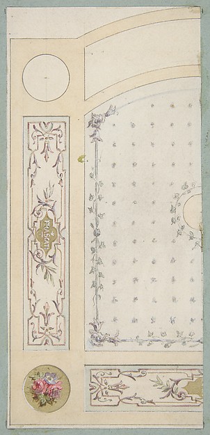 Jules-Edmond-Charles Lachaise, Design for painted decoration of wall or ceiling panels, including the word "Frascati"