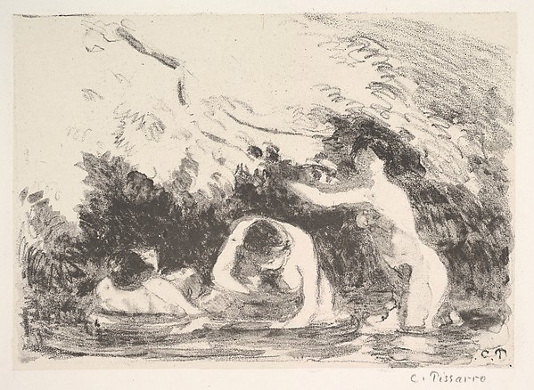 Camille Pissarro, Bathers in the Shade of Wooded Banks