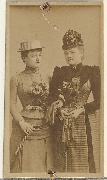 W. Duke, Sons & Co., [Two actresses holding gloves], from the Actors and Actresses series (N145-8) issued by Duke Sons & Co. to promote Duke Cigarettes