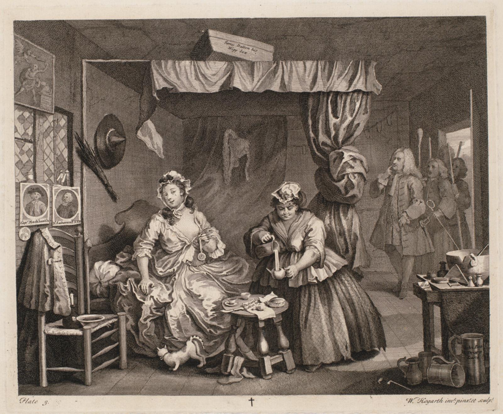 William Hogarth, En skøges liv, blad 3
