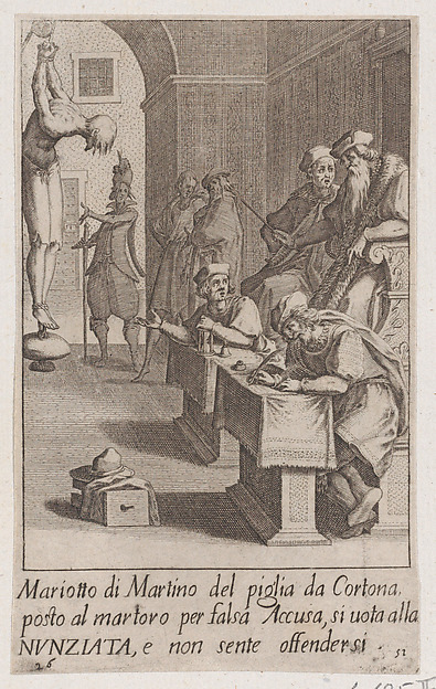 Jacques Callot, Mariotto di Martino, from Scelta d'Alcuni Miracoli e Grazie della Santissima Nunziata di Firenze (Selection of Some Miracles and Graces that Occurred in the Church of the Annunziata in Florence)
