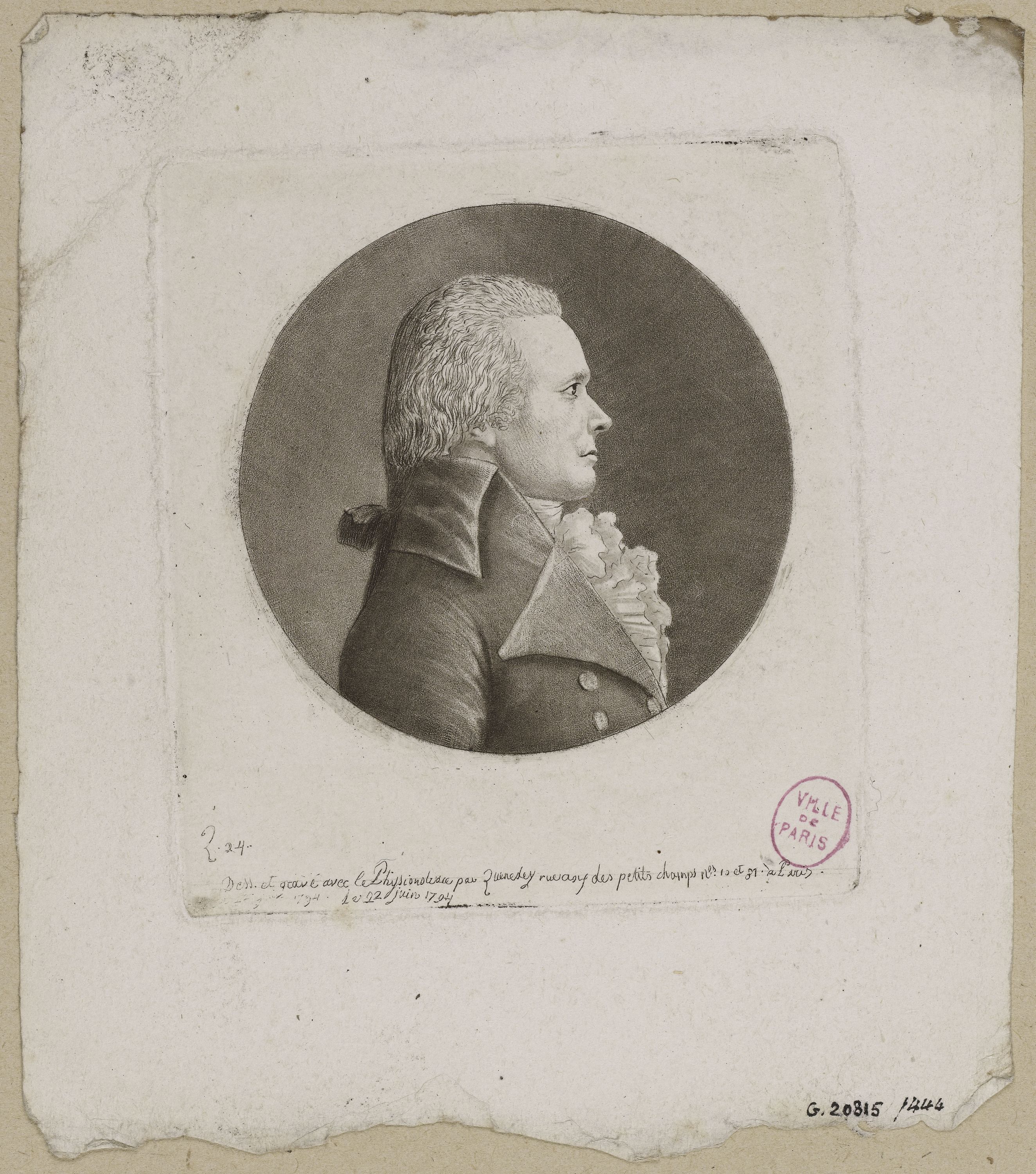 Edmé Quenedey, Portrait d'un homme, fin XVIIIème siècle/début XIXème siècle
