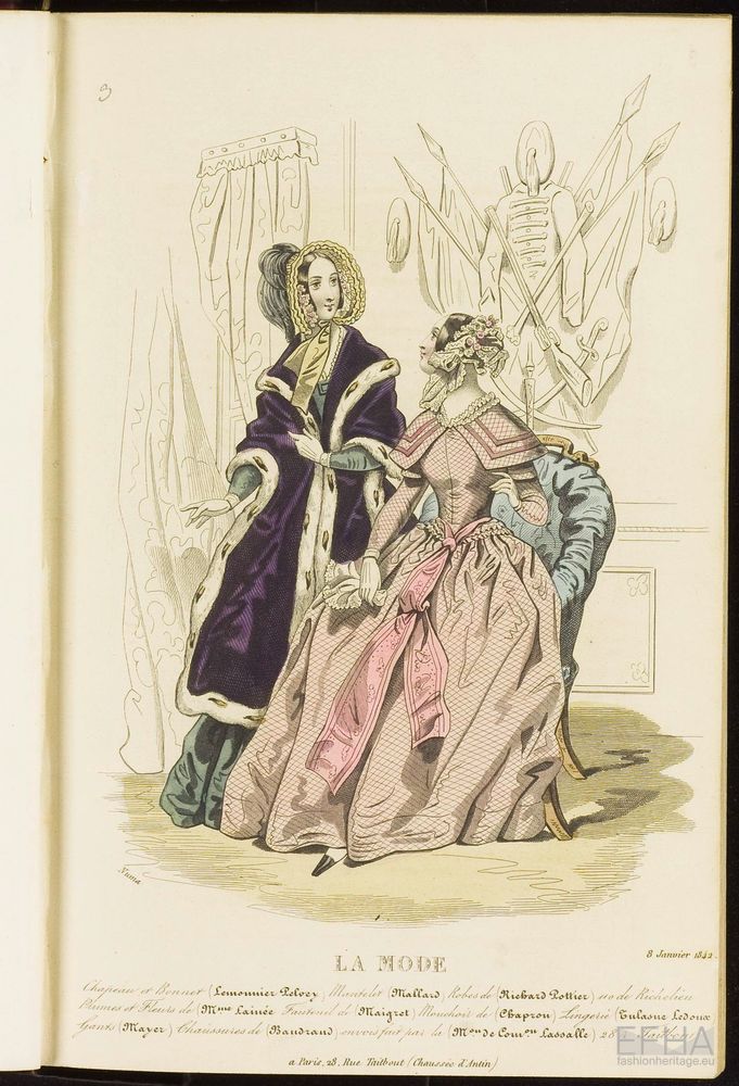 Unknown artist, Modeprent (in kleur) uit 'La mode : album des salons' 1842-01-06