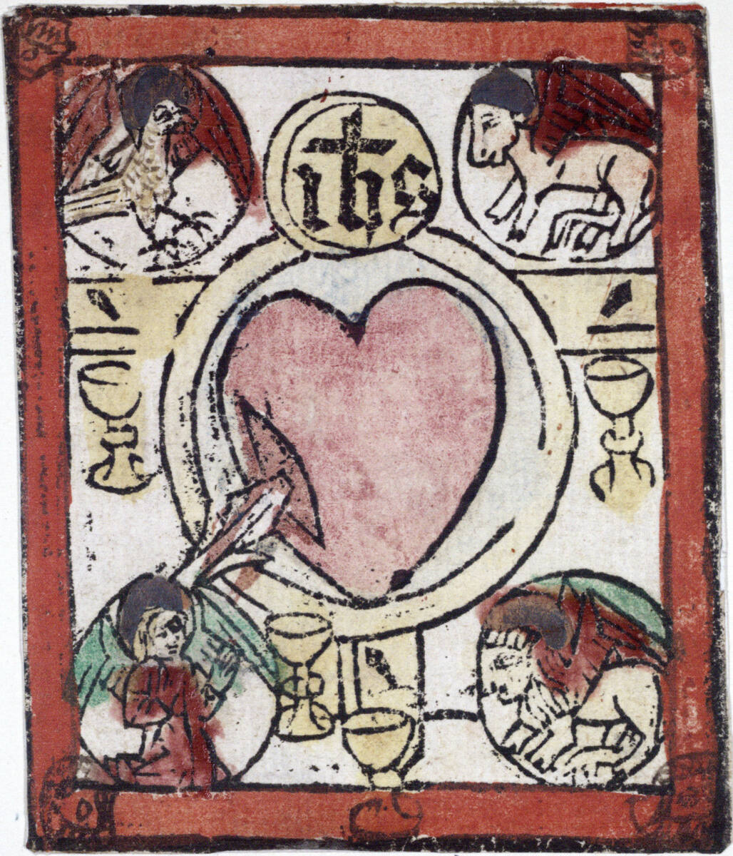 Anonym, Das heilige Herz mit den Evangelistensymbolen und Kelchen