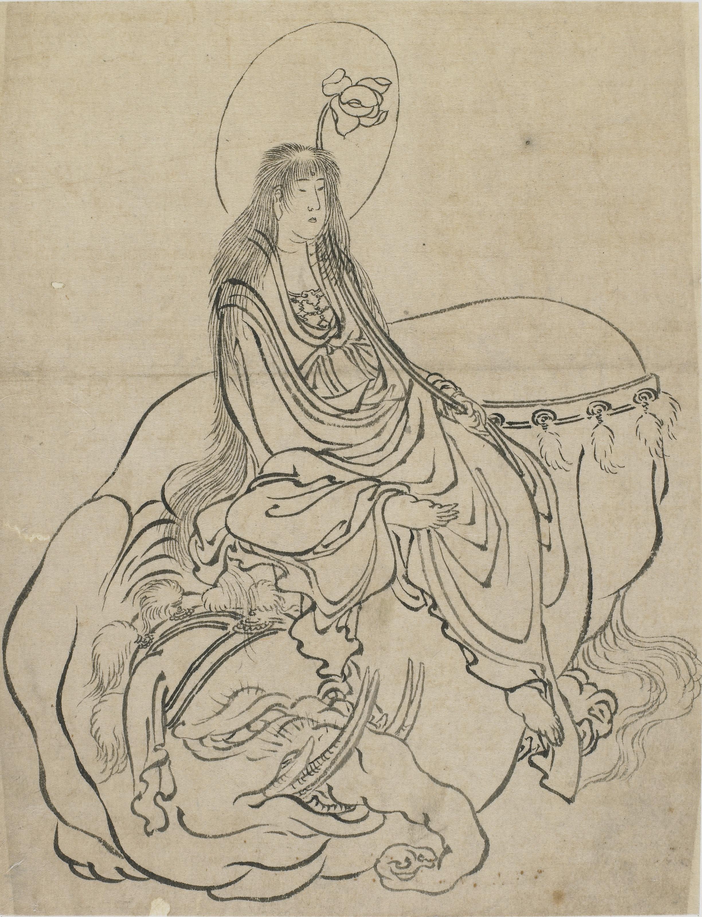 Katsushika Hokusai, Fugen Bosatsu seated on an elephant