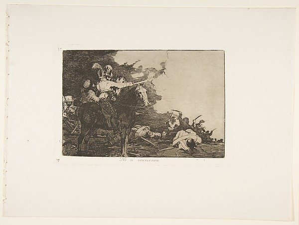 Goya (Francisco de Goya y Lucientes), Plate 17 from "The Disasters of War" (Los Desastres de la Guerra): 'They do not agree' (No se convienen)