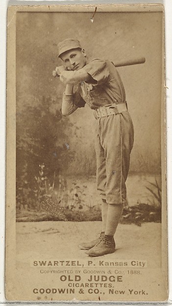 Goodwin & Company, Parke B. Swartzel, Pitcher, Kansas City Cowboys, from the Old Judge series (N172) for Old Judge Cigarettes