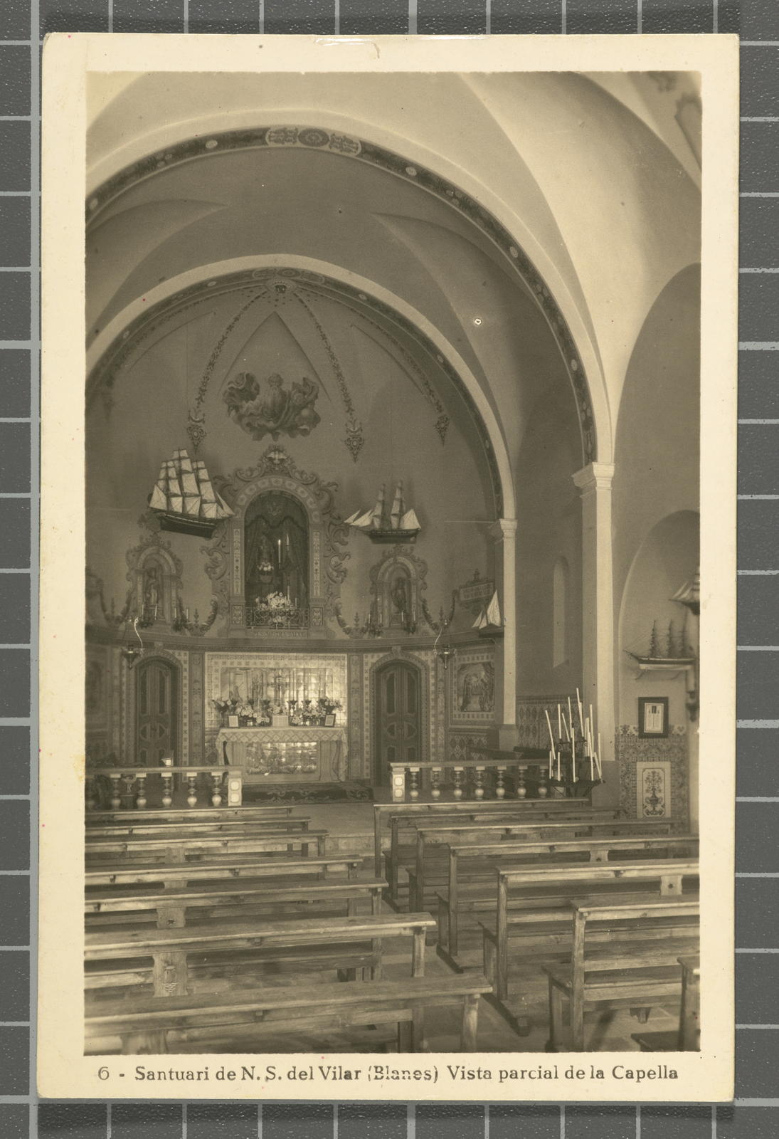 Desconegut, 6 - Sanctuary of N. of the Vilar (Blanes). Partial view of the Chapel