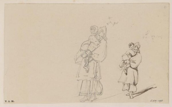 George Chinnery, Two drawings of a boatwoman holding a child