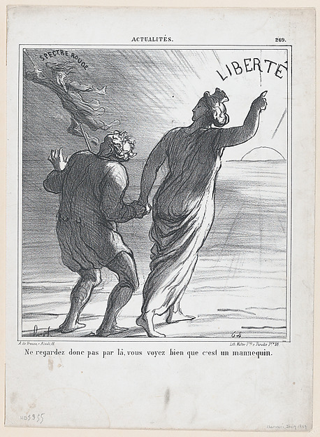 Honoré Daumier, Don't look in that direction, don't you see that it's just a scare-crow, from 'News of the day,' published in "Le Charivari"