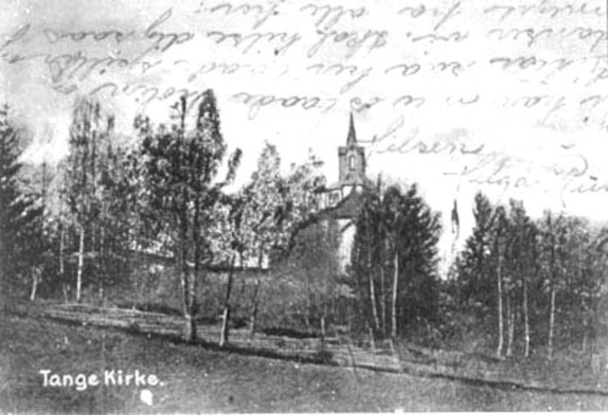 Anno Domkirkeodden, EKSTERIØR: TANGEN KIRKE. POSTKORT.