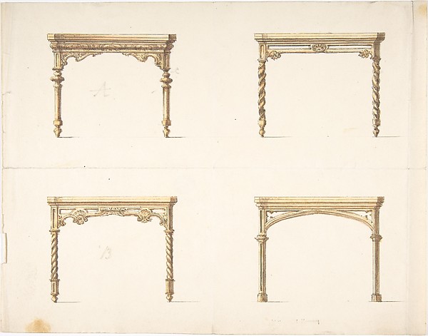 Anonymous, British, 19th century, Design for Four Table Ends