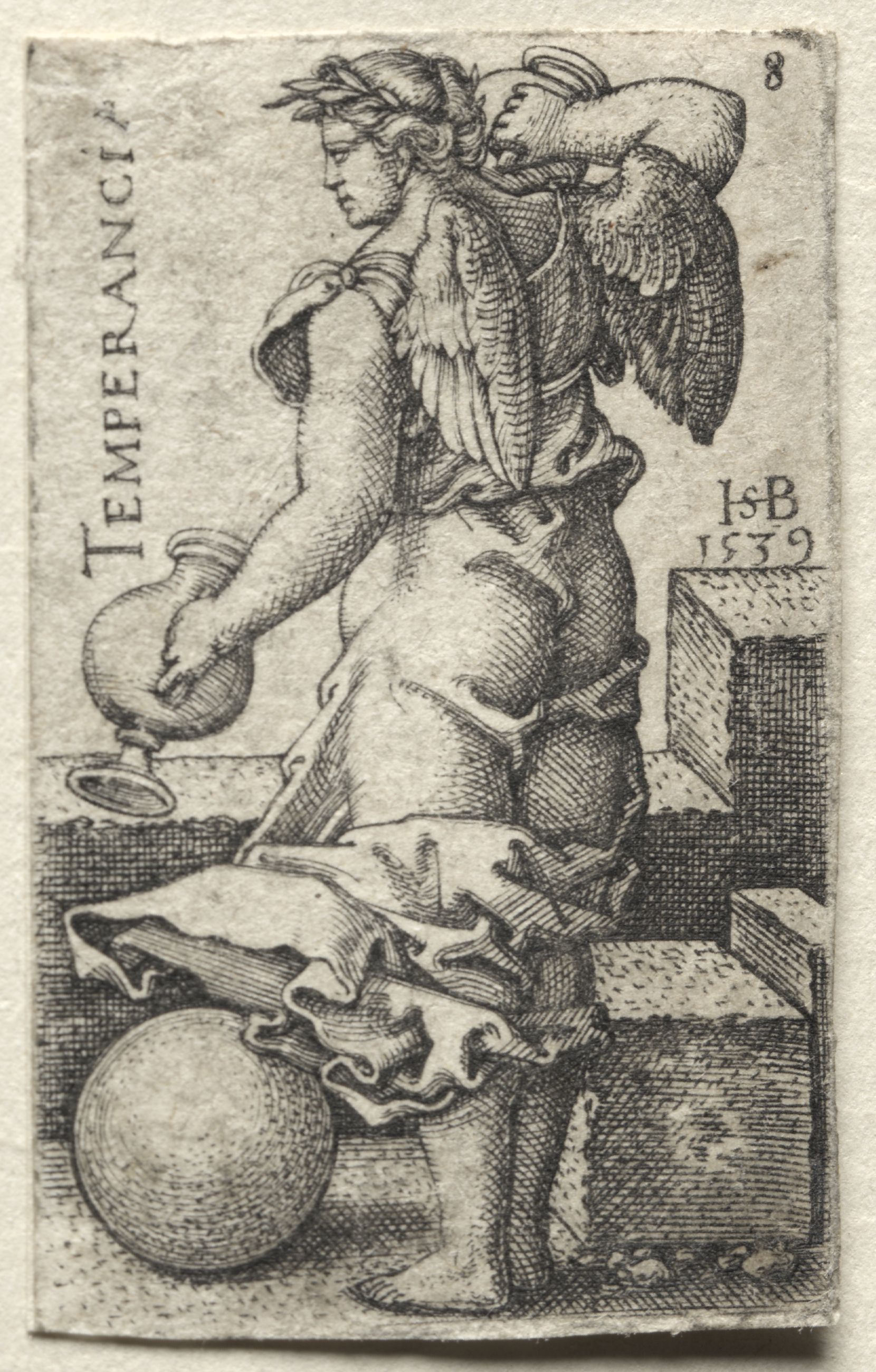 Hans Sebald Beham, The Knowledge of God and the Seven Cardinal Virtues:  Temperance - Temperancia