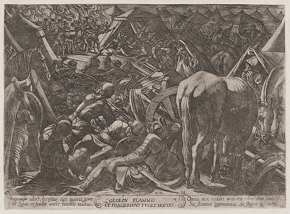 Antonio Tempesta, Plate 14: Gideon Terrorizing the Enemy Camp, from "The Battles of the Old Testament"
