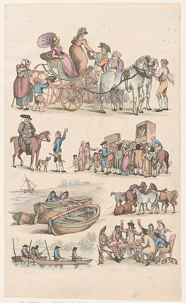 Thomas Rowlandson, Plate 16, Outlines of Figures, Landscapes and Cattle...for the Use of Learners