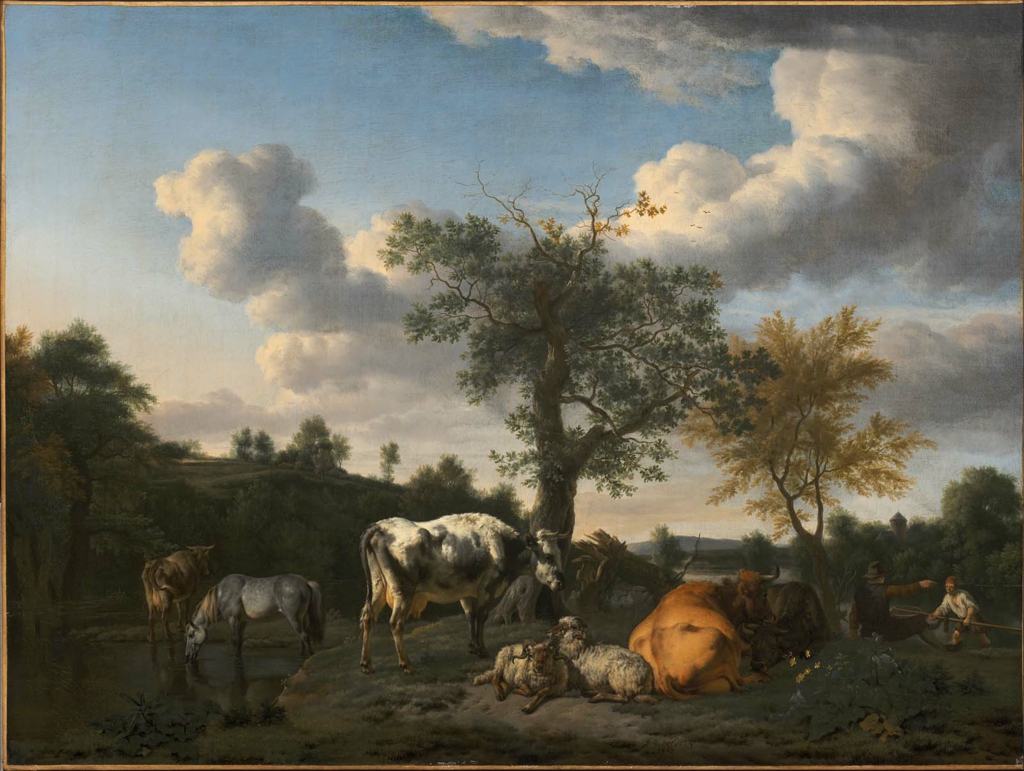 Adriaen van de Velde, Cattle and Sheep in a River Landscape