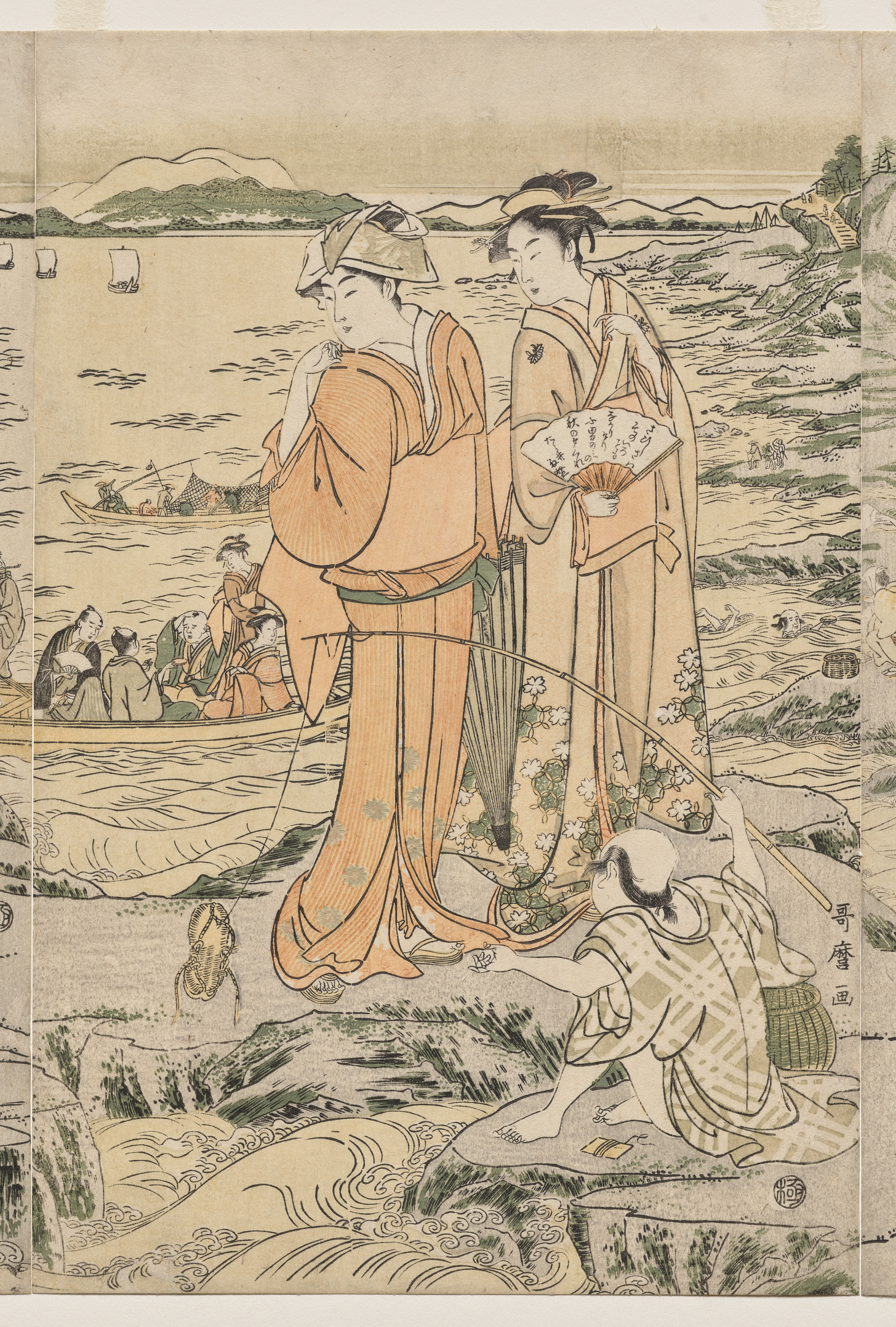 Kitagawa Utamaro, Fishing at Iwaya on Enoshima