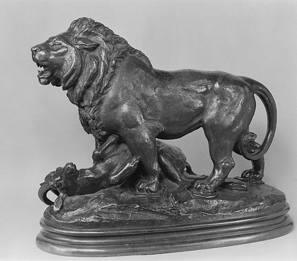 Antoine-Louis Barye, Lion Attacking an Ibex