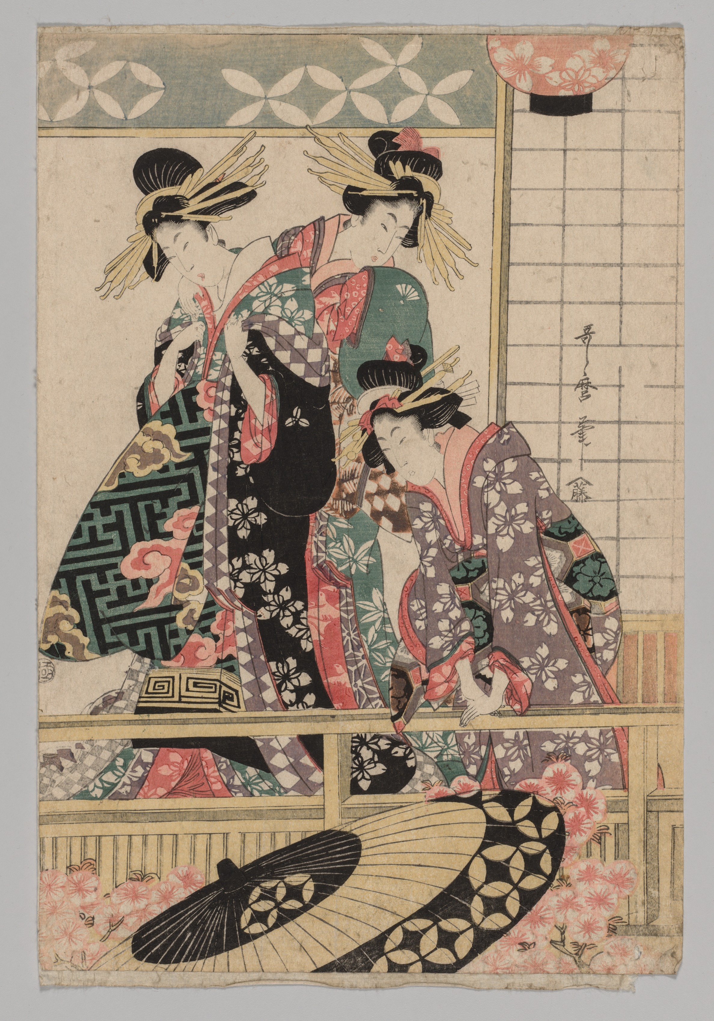 Kitagawa Utamaro, Yoshiwara Women Looking into the Street at Springtime