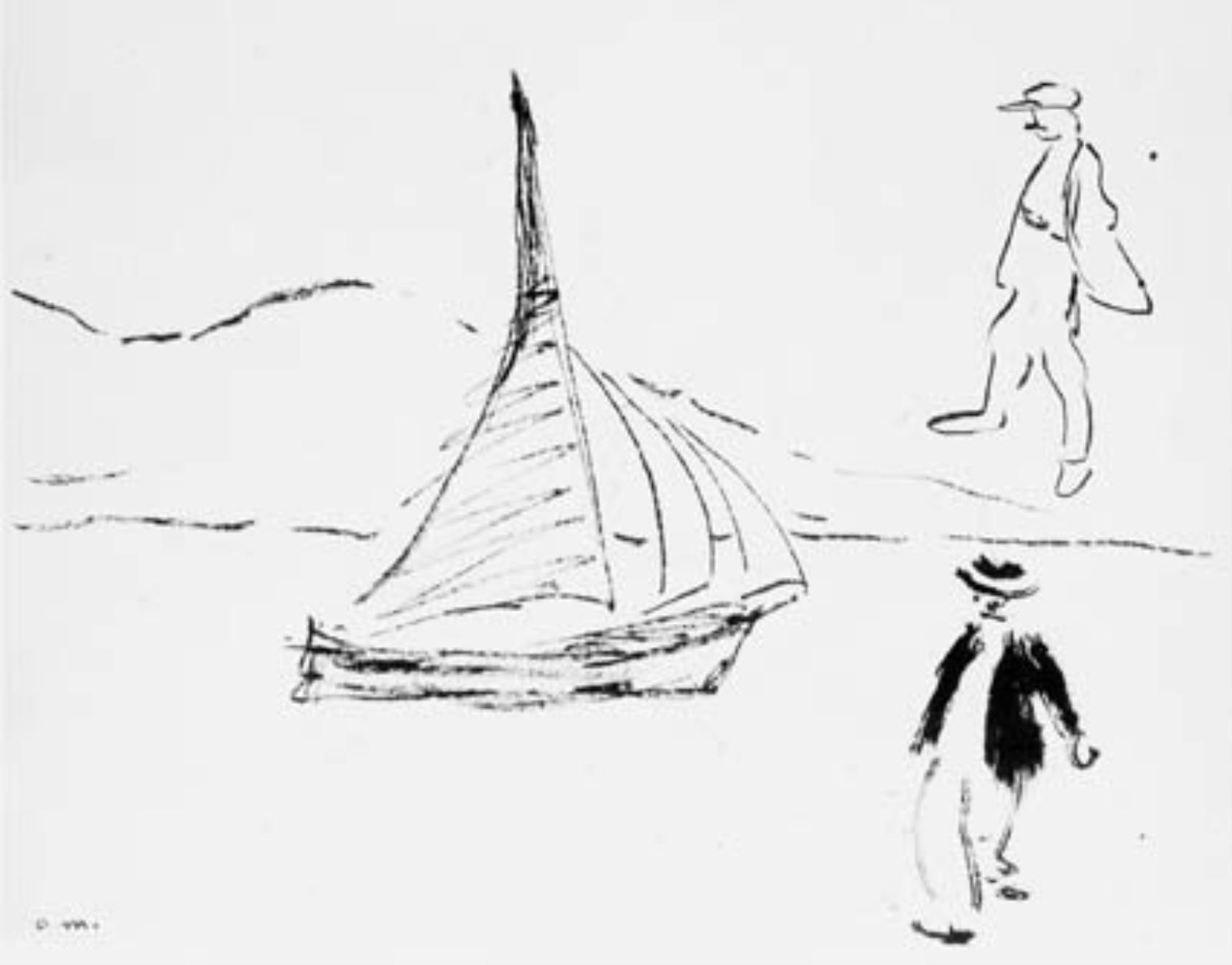Albert Marquet, Sejlbåde foran bjerge og to skitser af en stående og en gående mand