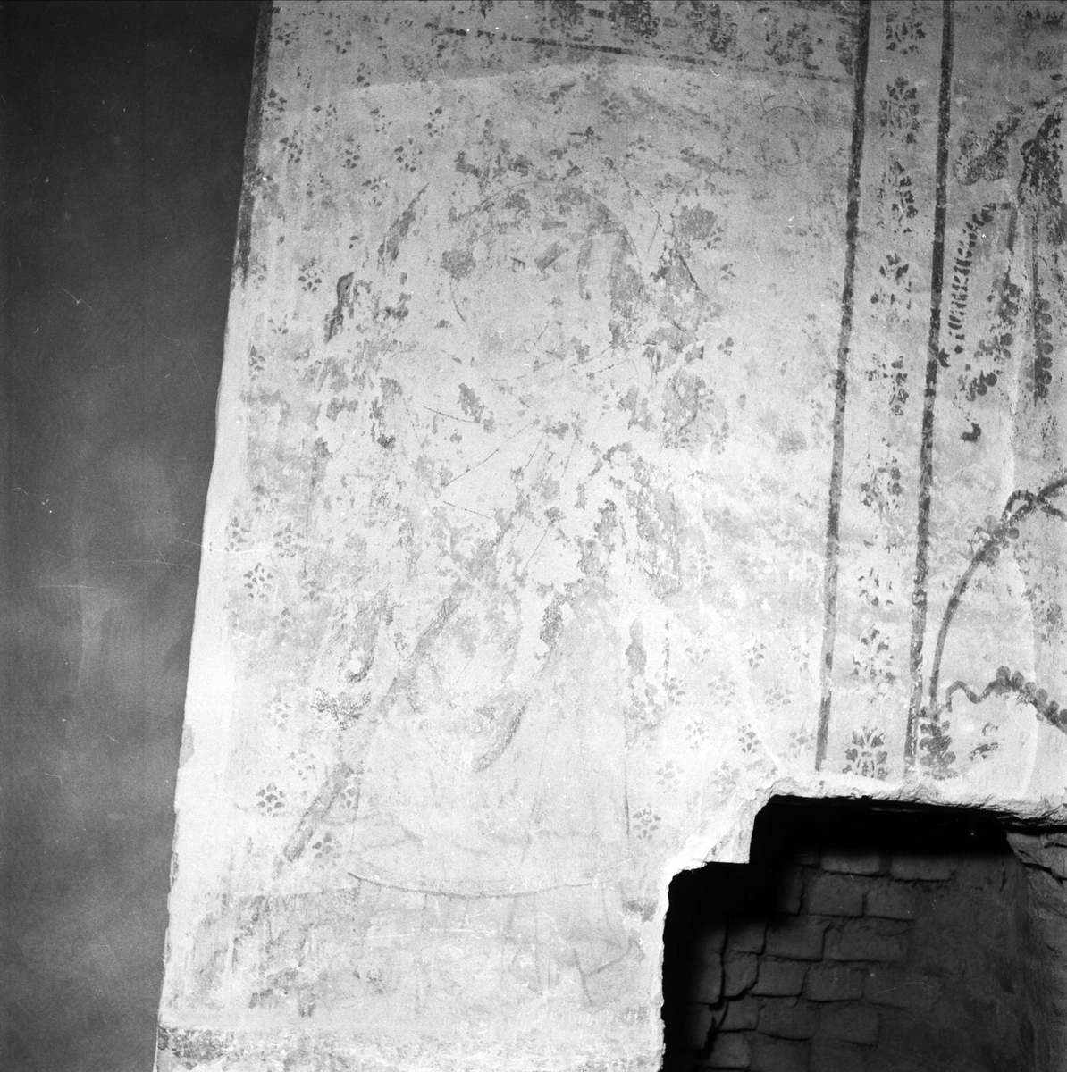 Uppsala-Bild, Kalkmålning i Börje kyrka, Börje socken, Uppland 1953