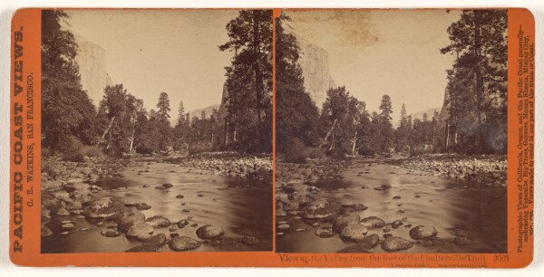 Carleton Watkins, View up the Valley from the foot of the Coulterville Trail. Yosemite Valley, Mariposa County, Cal.