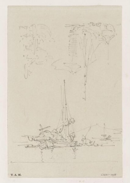 George Chinnery, Three sketches of boats and figures