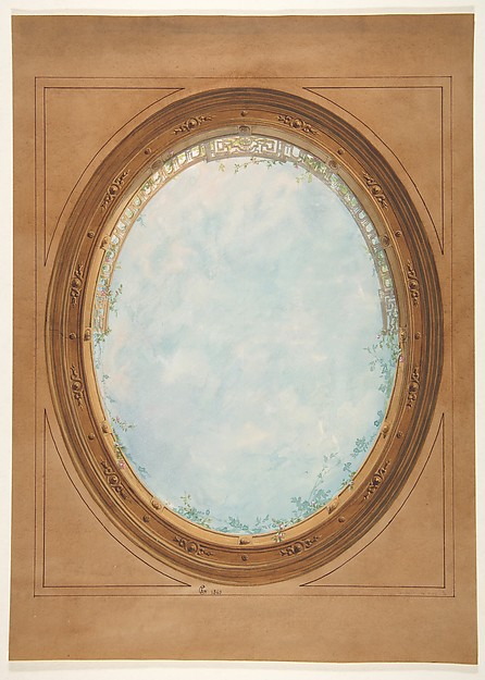 Jules-Edmond-Charles Lachaise, Design for a ceiling with trompe l'oeil balustrade and sky