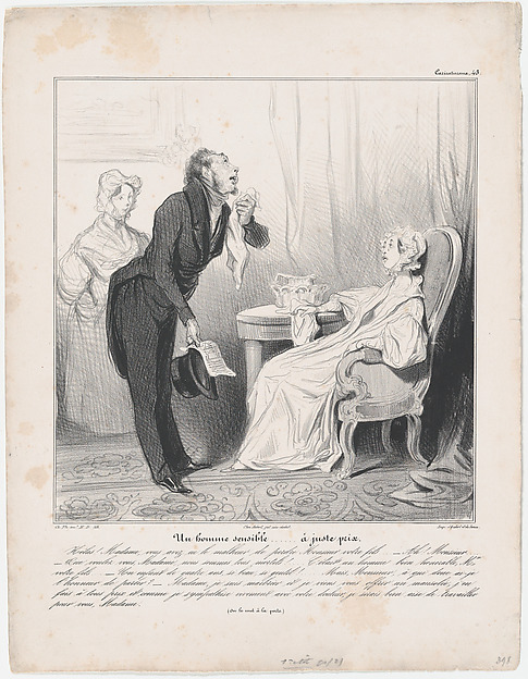 Honoré Daumier, Plate 43: A man of sensitivity at the right price, from 'Caricaturana,' published in Les Robert Macaires
