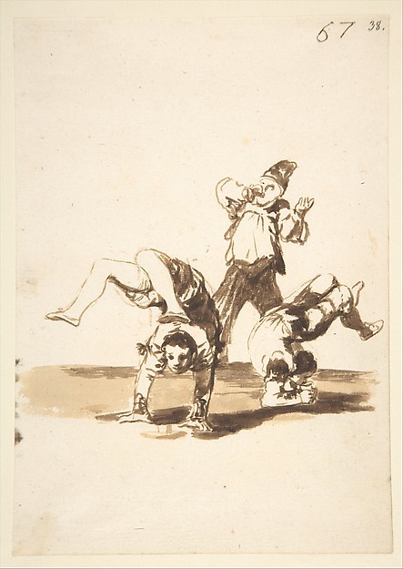 Goya (Francisco de Goya y Lucientes), Three acrobats; page 67 from the "Images of Spain" Album (F)