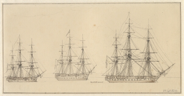 C.W. Eckersberg, Tre Russiske linieskibe.