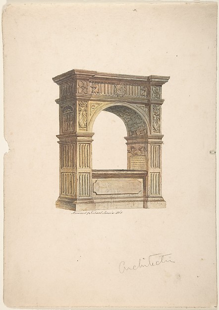 Anonymous, British, 19th century, Monument of Richard Jervoice, 1563